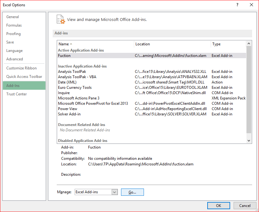 activate your custom function in excel as add-in