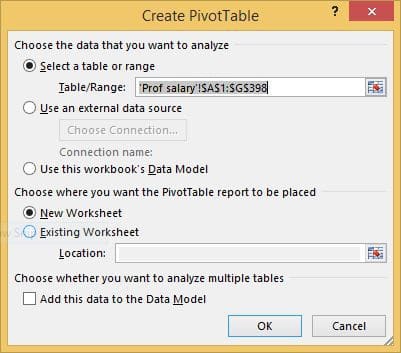 Create Pivot table