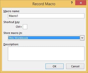Record macro dialog box